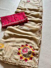 Load image into Gallery viewer, Charming Wedding Wear Georgette Embroidery n Mirror Work Fancy Designer Saree With Contrast Blouse