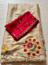 Load image into Gallery viewer, Charming Wedding Wear Georgette Embroidery n Mirror Work Fancy Designer Saree With Contrast Blouse