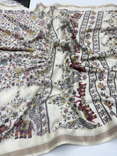 Load image into Gallery viewer, Imaginative Festive Wear Pure Soft Kashmiri Cotton Silk Designer Printed n Rich Pallu Saree With Blouse Piece