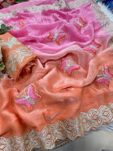 Load image into Gallery viewer, Mellifluous Function Wear Embroidery Flower Butties n Arco Cut Work Border Designer Saree With Unstitched Blouse