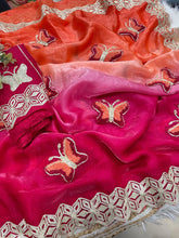 Load image into Gallery viewer, Mellifluous Function Wear Embroidery Flower Butties n Arco Cut Work Border Designer Saree With Unstitched Blouse