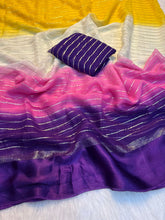 Load image into Gallery viewer, Charming Wedding Wear Pure Viscose Georgette Satin Border Zari Design Fancy Designer Saree With Blouse peice