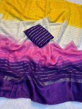 Load image into Gallery viewer, Charming Wedding Wear Pure Viscose Georgette Satin Border Zari Design Fancy Designer Saree With Blouse peice