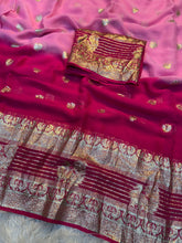 Load image into Gallery viewer, Admirable Festive Wear Double Shaded Viscose Georgette n Jacquard Border Fancy Designer Saree With Contrast Bloue Piece