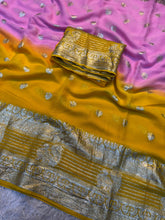 Load image into Gallery viewer, Admirable Festive Wear Double Shaded Viscose Georgette n Jacquard Border Fancy Designer Saree With Contrast Bloue Piece