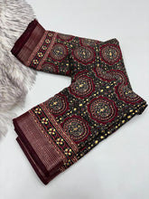 Load image into Gallery viewer, Evocative Function Wear Pure Viscouse Silk Ajrak Printed Rich Pallu n Fancy Designer Saree Blissful With Blouse