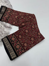 Load image into Gallery viewer, Charming Function Wear Pure Viscouse Silk Ajrak Printed Rich Pallu n Fancy Designer Saree With Blouse Piece