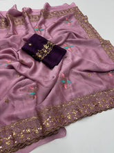 Load image into Gallery viewer, Opulent Wedding Wear Pure Soft Rangoli Silk Embroidery Work Fancy Designer Saree With Blissful Blouse