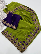 Load image into Gallery viewer, Elegant Party Wear Pure Soft Rangoli Silk Embroidery n Sequence Work Fancy Designer Saree With Blissful Blouse