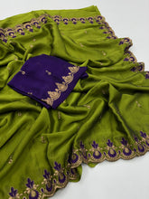 Load image into Gallery viewer, Elegant Party Wear Pure Soft Rangoli Silk Embroidery n Sequence Work Fancy Designer Saree With Blissful Blouse