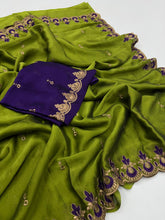 Load image into Gallery viewer, Elegant Party Wear Pure Soft Rangoli Silk Embroidery n Sequence Work Fancy Designer Saree With Blissful Blouse