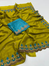 Load image into Gallery viewer, Elegant Party Wear Pure Soft Rangoli Silk Embroidery n Sequence Work Fancy Designer Saree With Blissful Blouse