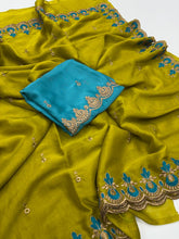 Load image into Gallery viewer, Elegant Party Wear Pure Soft Rangoli Silk Embroidery n Sequence Work Fancy Designer Saree With Blissful Blouse