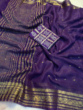 Load image into Gallery viewer, Charming Party Wear Pure Viscose Jacquard Weaving Work Checks Design Rich Pallu Fancy Designer Saree With Elegant Blouse