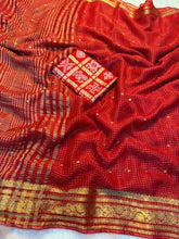 Load image into Gallery viewer, Charming Party Wear Pure Viscose Jacquard Weaving Work Checks Design Rich Pallu Fancy Designer Saree With Elegant Blouse