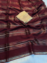 Load image into Gallery viewer, Desirable Party Wear Pure Viscose Georgette Weaving Zari Design Saree With Blouse Piece