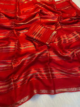 Load image into Gallery viewer, Desirable Party Wear Pure Viscose Georgette Weaving Zari Design Saree With Blouse Piece