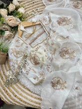 Load image into Gallery viewer, Charismatic Wedding Wear Silk Heavy Embroidery Beads Work Fancy Designer Saree With Stitched Blouse