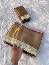 Load image into Gallery viewer, Charismatic Party Wear Banarasi Tissue Silk Jacquard n Mirror lace Work Fancy Designer Saree For Wedding