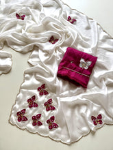 Load image into Gallery viewer, Glamorous Function Wear Soft Satin Silk Handwork Butterfly Butta Work Fancy Designer Saree With Contrast Blouse