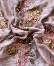 Load image into Gallery viewer, Demanding Party Wear Pure Tebby Silk Floral Prints n Sequence Dimond Work Fancy Designer Saree With Blouse