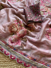 Load image into Gallery viewer, Demanding Party Wear Pure Tebby Silk Floral Prints n Sequence Dimond Work Fancy Designer Saree With Blouse