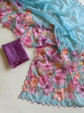 Load image into Gallery viewer, Opulent Party Wear Pure Soft Tebby Silk Floral Prints n Sequence Diamond Work Fancy Designer Saree With Blouse