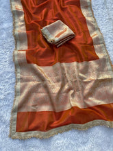 Load image into Gallery viewer, Glamorous Wedding Wear Banarasi Tissue Silk Jacquard n Heavy Lace Work Fancy Designer Saree