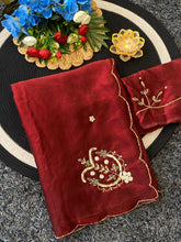 Load image into Gallery viewer, Fantabulous Festive Wear Red Colour Soft Silk Handwork Butta Fancy Designer Saree For Wedding