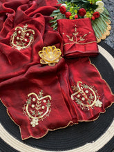 Load image into Gallery viewer, Fantabulous Festive Wear Red Colour Soft Silk Handwork Butta Fancy Designer Saree For Wedding