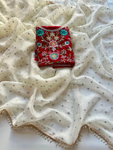 Load image into Gallery viewer, Desiring Festive Wear Cruchy Georgette Jacquard Zari Work Saree With Staggering Blouse Piece