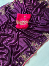 Load image into Gallery viewer, Adorning Party Wear Rangoli Silk Heavy Embroidery n Sequence Multi Thread Work Designer Saree With Contrast Blouse Piece