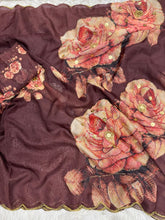 Load image into Gallery viewer, Captivating Festive Wear Pure Soft Silk Floral Prints n Hand Work Fancy Designer Saree With Blouse Piece