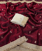 Load image into Gallery viewer, Gratifying Function Wear Satin Silk Embroidery n Sequence Work Saree With Elegant Blouse Piece