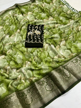 Load image into Gallery viewer, Desirable Function Wear Soft Chiffon Beautiful Print n Siroski Work Fancy Designer Saree With Contrast Blouse Piece