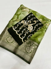 Load image into Gallery viewer, Desirable Function Wear Soft Chiffon Beautiful Print n Siroski Work Fancy Designer Saree With Contrast Blouse Piece