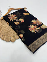 Load image into Gallery viewer, Admirable Party Wear Pure Soft Silk Zari Border Print Fancy Designer Saree With Blouse Piece