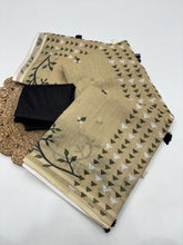 Load image into Gallery viewer, Opulent Festive Wear Soft Linen Cotton Print With Tussles Work Fancy Designer Saree With Blouse Piece