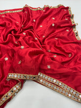Load image into Gallery viewer, Dazzling Party Wear Pure Soft Chinon Silk Embroidery n Mirror Work Lace Designer Saree For Wedding