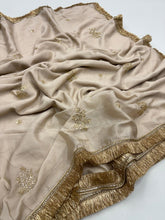 Load image into Gallery viewer, Delightful Festive Wear Pure Soft Chinon Silk Embroidery Sequence Work Designer Saree With Elegant Blouse Piece