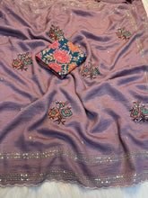 Load image into Gallery viewer, Charismatic Wedding Wear Pure Crunchy Embroidery Sequence Work Saree With Banarasi Silk Blouse For Ocassion