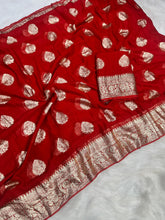 Load image into Gallery viewer, Blooming Festive Wear Pure Viscose Georgette Jacquard Weaving Work Fancy Designer Saree With Blouse