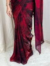 Load image into Gallery viewer, Redolent Party Wear Satin Silk Embroidery n Sequence Beads Work Lace Saree With Blouse Piece