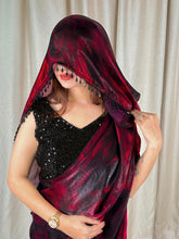 Load image into Gallery viewer, Redolent Party Wear Satin Silk Embroidery n Sequence Beads Work Lace Saree With Blouse Piece