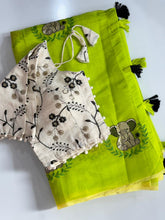Load image into Gallery viewer, Heritage Party Wear Chanderi Cotton Embroidery n Tussels Work Fancy Designer Saree With Stitched Blouse