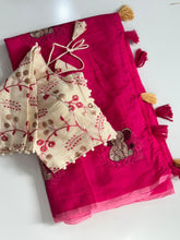 Load image into Gallery viewer, Heritage Party Wear Chanderi Cotton Embroidery n Tussels Work Fancy Designer Saree With Stitched Blouse