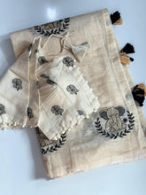 Load image into Gallery viewer, Heritage Party Wear Chanderi Cotton Embroidery n Tussels Work Fancy Designer Saree With Stitched Blouse