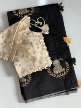 Load image into Gallery viewer, Heritage Party Wear Chanderi Cotton Embroidery n Tussels Work Fancy Designer Saree With Stitched Blouse