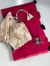 Load image into Gallery viewer, Fantabulous Function Wear Chanderi Cotton Embroidery n Tussels Work Fancy Designer Saree With Stitched Blouse