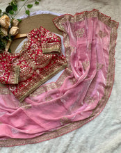Load image into Gallery viewer, Groovy Party Wear Soft Satin Silk Embroidery n Sequence Work Fancy Designer Saree With Stitched Blouse Piece
